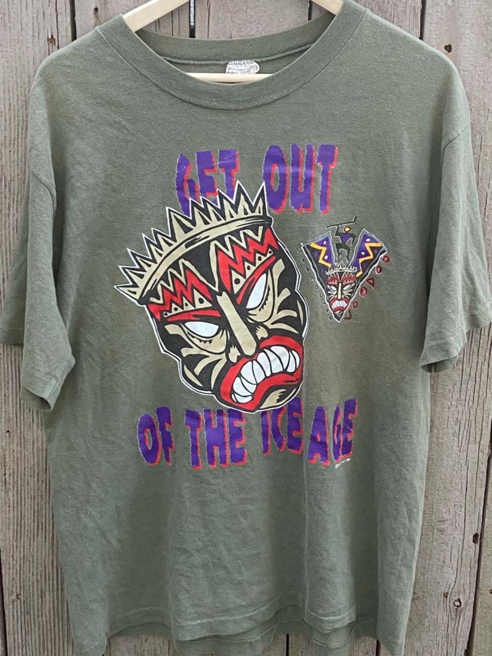 VTG RARE Vancouver Voodoo Green Graphic T-Shirt “Get Out of the Ice Age”